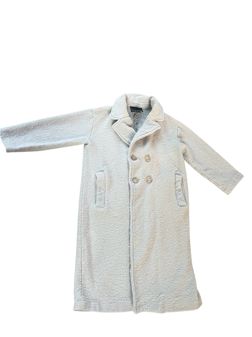 Tahari Double-Breasted Pale Gray Pea Coat